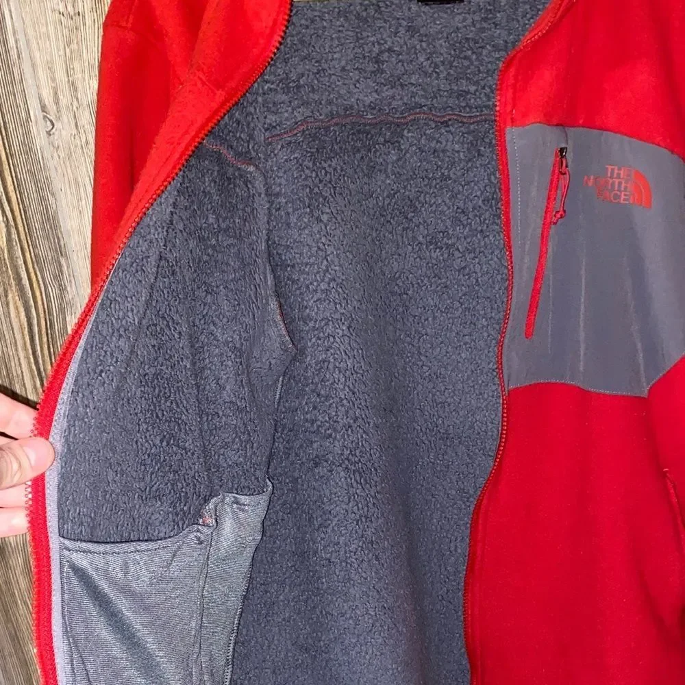 The North Face Men’s Fleece Jacket in Red and Grey